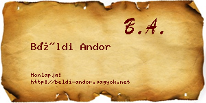 Béldi Andor névjegykártya